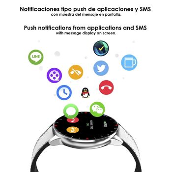 Y90 Smartwatch avec 8 modes sportifs, O2 et tensiomètre. Notifications avec message à l'écran. bracelet en cuir Blanc 3