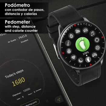 Y90 Smartwatch avec 8 modes sportifs, O2 et tensiomètre. Notifications avec message à l'écran. bracelet en métal Le noir 2