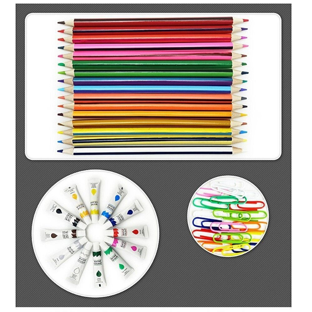 Fine arts briefcase 138 pieces with double-ended pencils and markers, watercolors, pastel crayons, acrylics, brushes and accessories. STREET GRAFFITI design. Multicolored