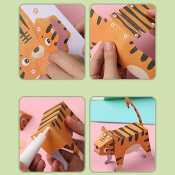 Kit de bricolage en papier origami 3D. Figures d'animaux. Vert 1