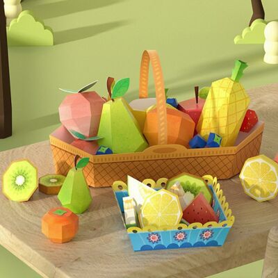 Kit per la creazione di carta origami 3D. Figure di frutta.. Blu