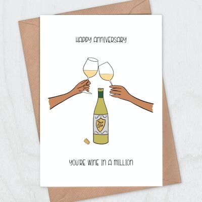 Wine in a Million Anniversary Card - White