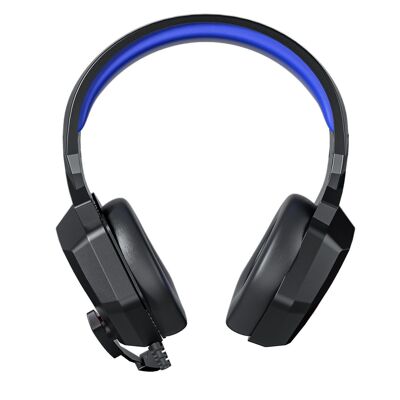 Headset SY820MV con luces led. Auriculares gaming con micro, conexión minijack para PC, portátil, PS4, Xbox One, móvil, tablet. Azul