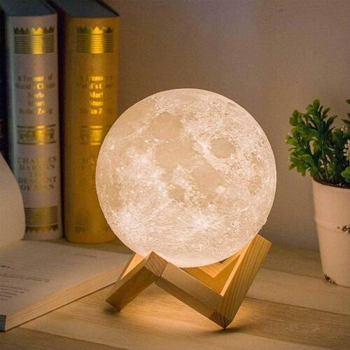 Lámpara lunar Moon Light multicolor con mando a distancia y modos de iluminación 15cms. Único
