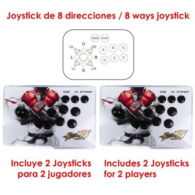 Pandoras Box 13, 2 joysticks, con 5568 juegos clásicos, en 2D y 3D. Conexión USB/HDMI/VGA. Emulador consola arcade clásica. Blanco