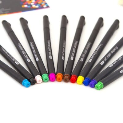 Set di 12 penne professionali COLOR FINELINER punta fine 0,4 mm. Colori definiti e brillanti per contorni, illustrazioni, mandala... Mucca Marrone