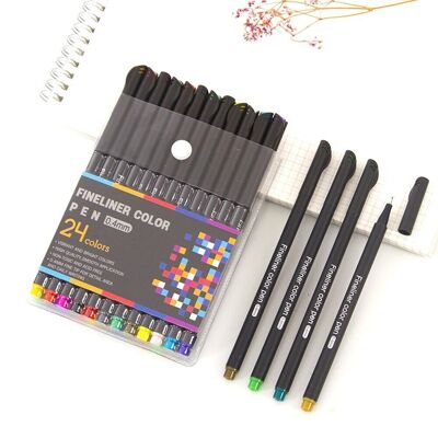 Set of 24 professional COLOR FINELINER markers, fine tip 0.4 mm. Defined and bright colors to outline, illustrations, mandala... Brown Cow
