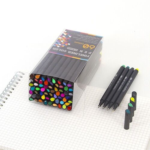 Compra Set di 60 pennarelli professionali COLOR FINELINER, punta fine 0,4  mm. Colori definiti e brillanti per delineare, illustrazioni, mandala  Brown Cow all'ingrosso