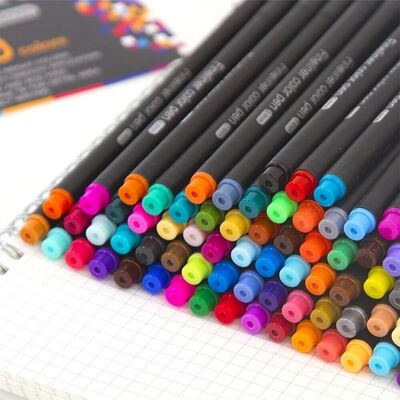 Set of 100 professional COLOR FINELINER markers, fine tip 0.4 mm. Defined and bright colors to outline, illustrations, mandala… Brown Cow