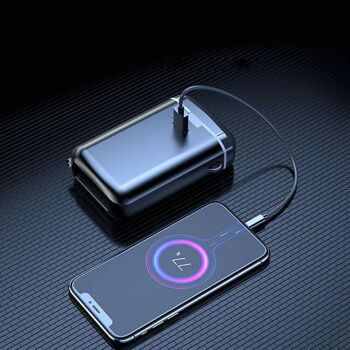 Écouteurs TWS M6 + haut-parleur, Bluetooth 5.1. Base de charge 4000 mAh avec batterie externe USB, lampe de poche et écran indicateur de charge. Le noir 3