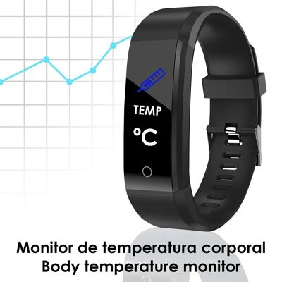 ID115 Plus smart bracelet with thermometer, heart rate monitor, blood pressure and oxygen. Purple