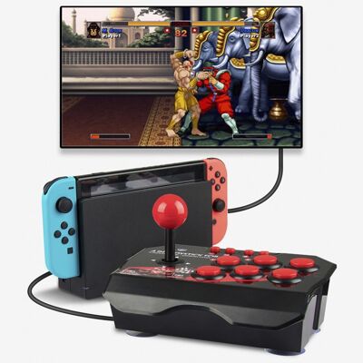 Joystick NS-002 gaming arcade de control para Nintendo Switch, PS3, PC y Android TV. Negro