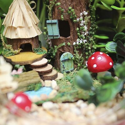 3D miniature model Elf village with LED lights and sound. Multicolored