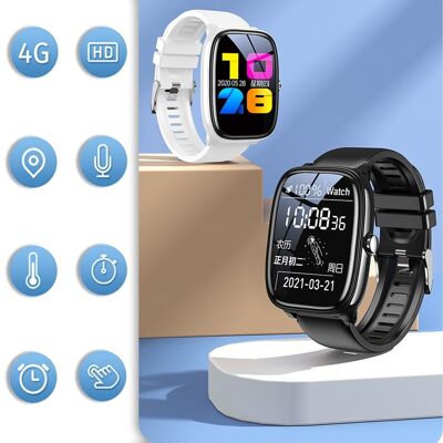 D11W-XT Tracker GPS 4G Smartwatch pour enfants et Wifi. Avec thermomètre, moniteur cardiaque. Le noir