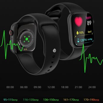 Montre connectée de sport TK800. Modes sportifs, moniteur de fréquence cardiaque dynamique, tension artérielle et oxygène. Notifications sur les réseaux sociaux. Rose 2