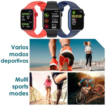 Montre connectée AW9 avec couronne multifonction. Thermomètre, moniteur cardiaque, oxygène sanguin, appels Bluetooth. Compatible Android. Noir 5