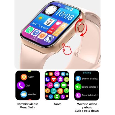 AW20 Smartwatch mit Benachrichtigungen für soziale Netzwerke, Sportmodi, Herzfrequenzmesser und Blutsauerstoff. Schwarz