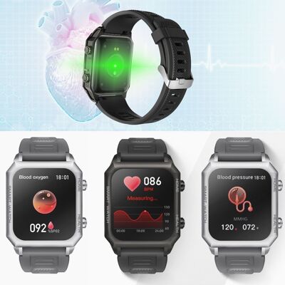 Smartwatch F900 avec traitement au laser sanguin, thermomètre corporel, moniteur cardiaque et O2 sanguin. Divers modes sportifs. Le noir
