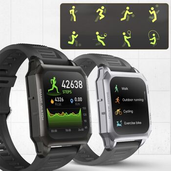 Smartwatch F900 avec traitement au laser sanguin, thermomètre corporel, moniteur cardiaque et O2 sanguin. Divers modes sportifs. Le noir 3
