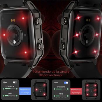 Smartwatch F900 avec traitement au laser sanguin, thermomètre corporel, moniteur cardiaque et O2 sanguin. Divers modes sportifs. Argent 2