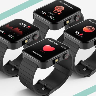 Smartwatch T68+ con termometro, torcia, modalità multisport, cardiofrequenzimetro e pressione sanguigna. Nero