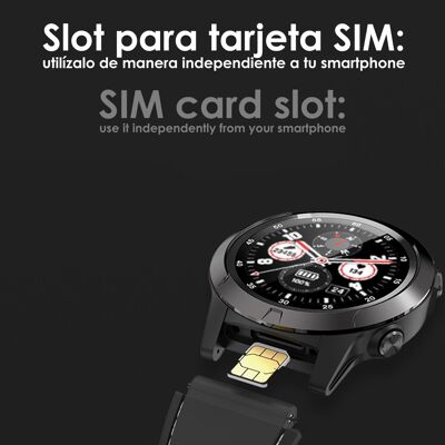 M4S smartwatch with GPS, SIM card slot, calls, multi-sport modes, heart rate monitor and blood pressure monitor. Black