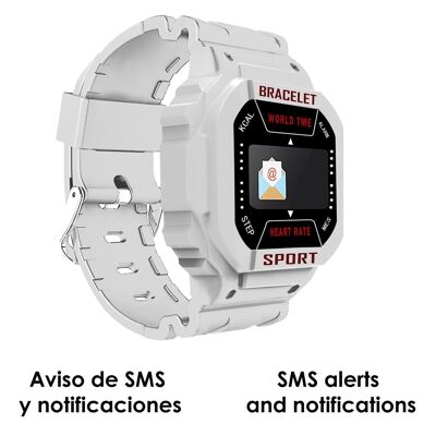 Braccialetto intelligente i3 con cardiofrequenzimetro e notifiche. Monitor sportivo per ciclismo, corsa e pallavolo. Bianco