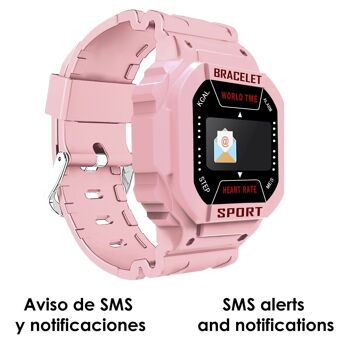 Bracelet intelligent i3 avec moniteur de fréquence cardiaque et notifications. Moniteur sportif pour le cyclisme, la course à pied et le volley-ball. Rose 1