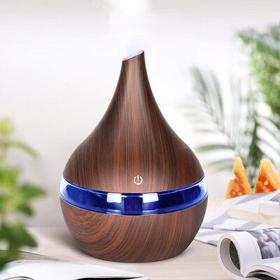 Humidificador de 300ml con luces Led RGB. Marrón chocolate