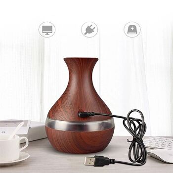 Humidificateur de 300 ml avec lumières LED RVB. Marron foncé 2