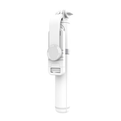 Palo selfie stick con trípode extensible y disparador remoto Bluetooth. Blanco