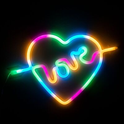 Pendentif néon multicolore design Heart Love. Multicolore