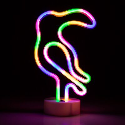 Multicolored neon with base, Toucan design. Multicolored