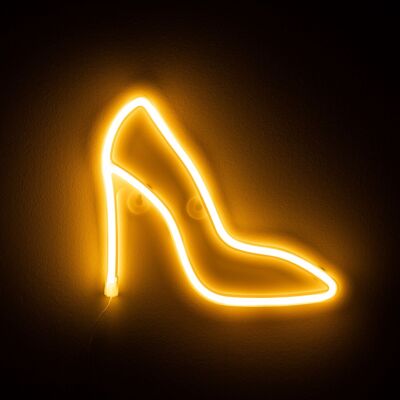 Ciondolo giallo caldo neon, design scarpa con tacco alto. Giallo