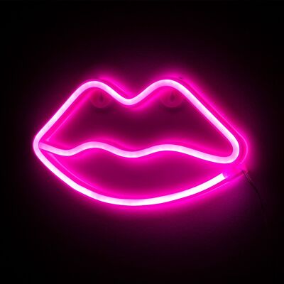 Neon pink pendant Lips design. Pink