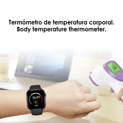 X8 Max Smartwatch mit Dialer und Bluetooth-Anrufen, Körperthermometer, Herzfrequenzmesser und Blutdruckmesser. Elektrisches Blau