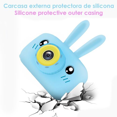 Cámara infantil de fotos y video, con juegos incorporados. HD 720 y hasta 40 megapíxeles. Pantalla de 2 pulgadas. Azul