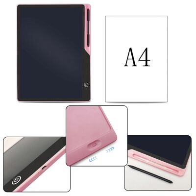 16 inch LCD drawing and writing tablet. Portable, with erase lock and rechargeable battery. Light pink