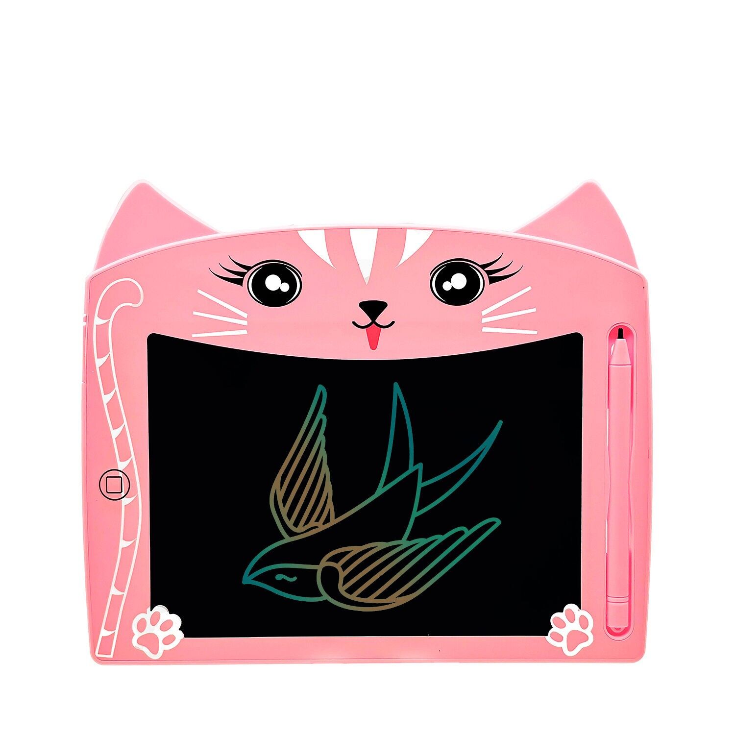 8-Zoll-LCD-Zeichen- und Schreibtablett, Kätzchendesign. Mehrfarbiger Hintergrund, tragbar, mit Löschsperre. Farbe: Hellrosa