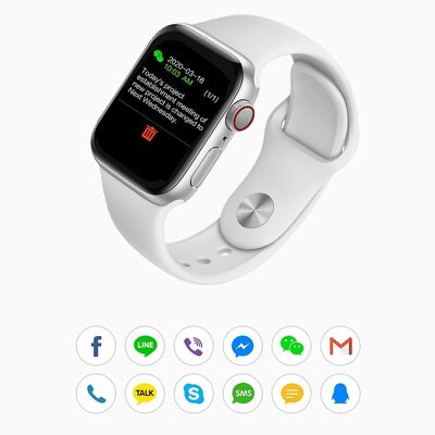 Smartwatch U68 con notificaciones de Apps, monitor de tensión, O2 en sangre y modo multideporte. Plata