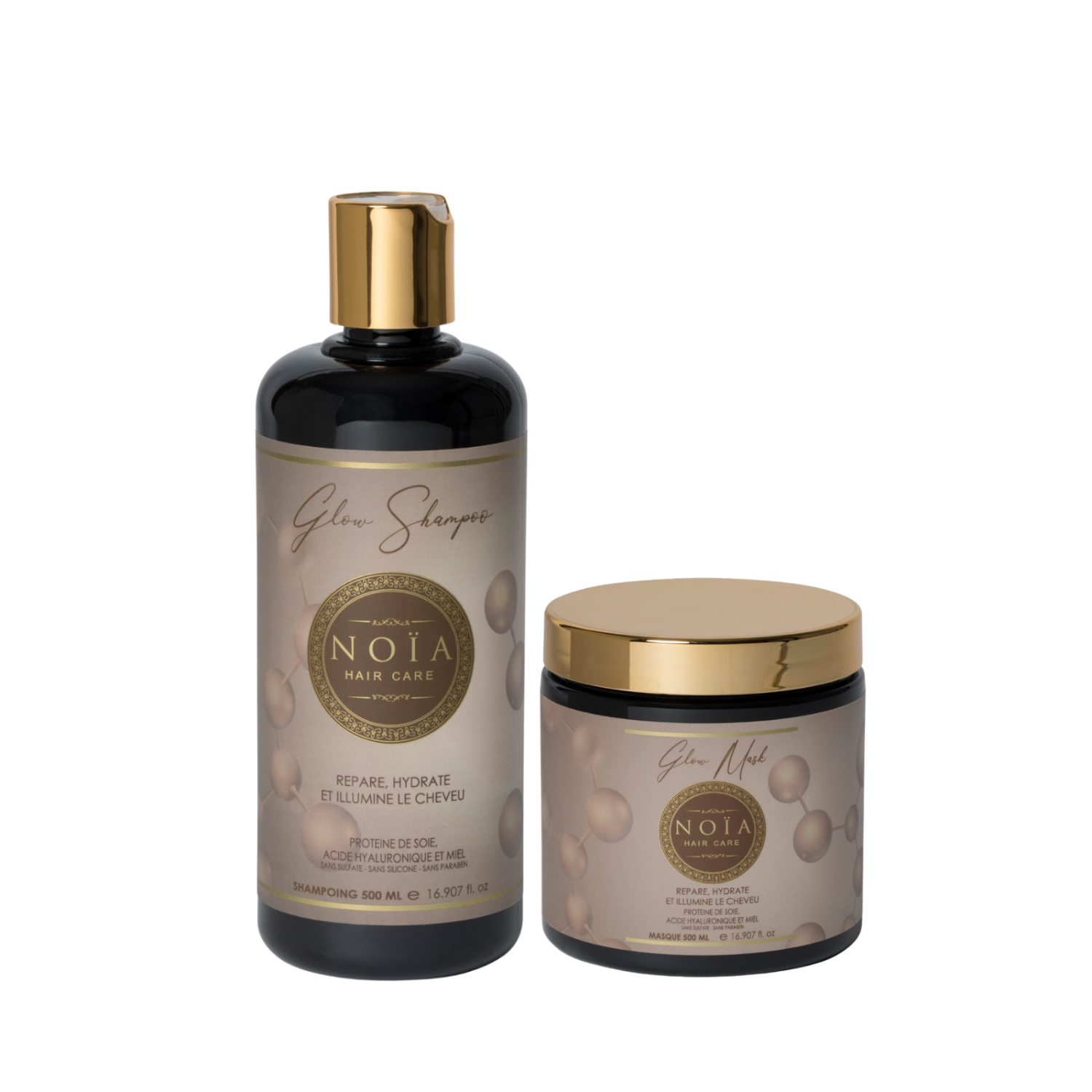 NOÏA Hair Glow Duo – Hydrating & Shine Routine – Shampoo & Mask