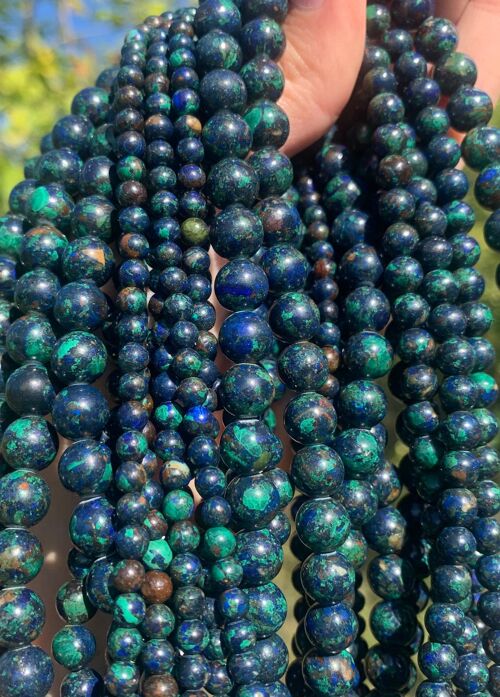Perles en azurite - malachite entre 4 et 8mm - 4mm