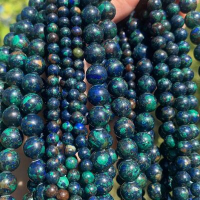 Perles en azurite - malachite entre 4 et 8mm - 4mm