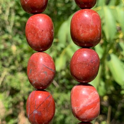 Perles en jaspe rouge, galet de taille moyenne