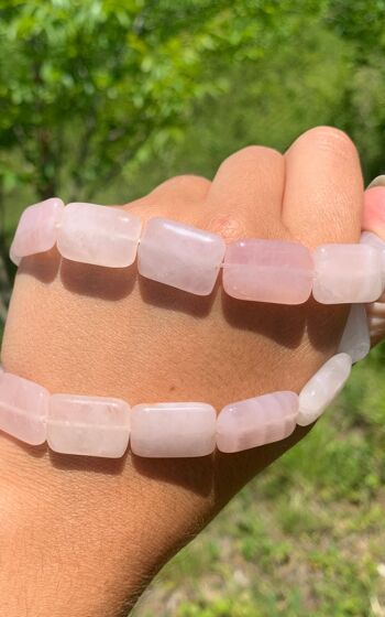 Perles en quartz rose, forme rectangle 2