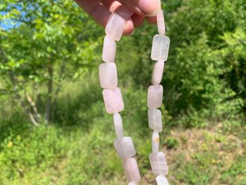 Perles en quartz rose, forme rectangle 7