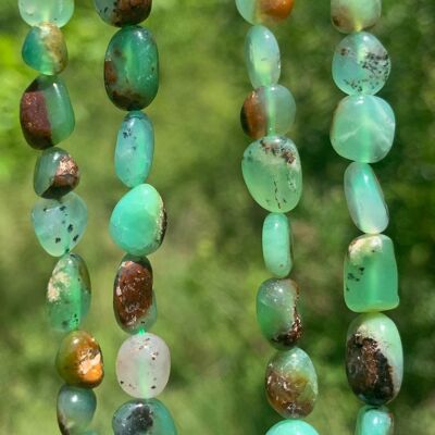 Perles en chrysoprase, forme petit galet