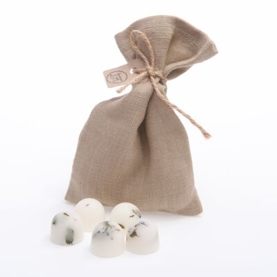 Apple Scented Natural Wax Melts in Grey Linen Bag of 10 each