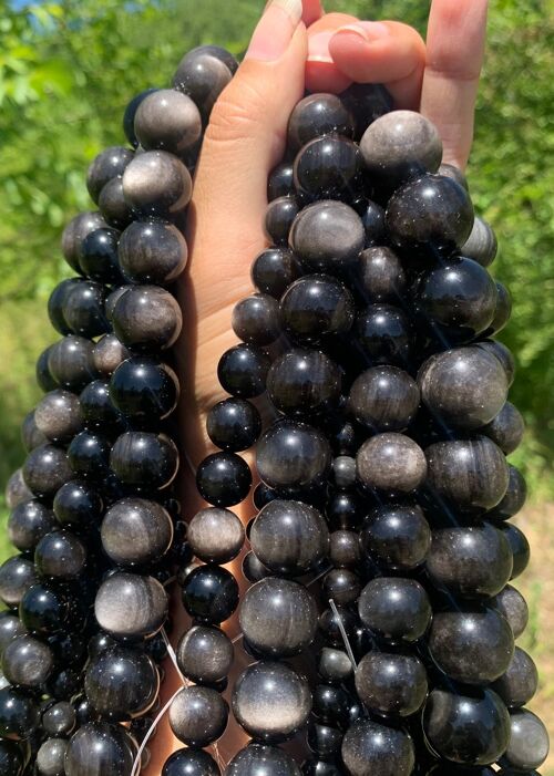 Perles en obsidienne argentée entre 6 et 18mm - 8mm