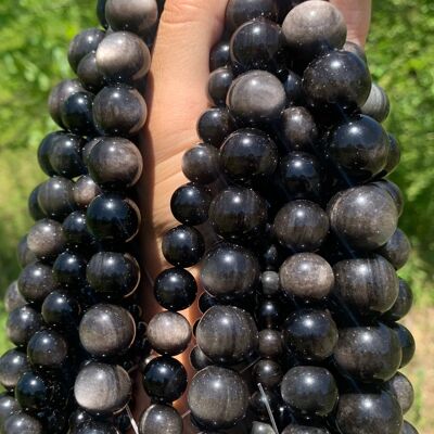 Perles en obsidienne argentée entre 6 et 18mm - 8mm